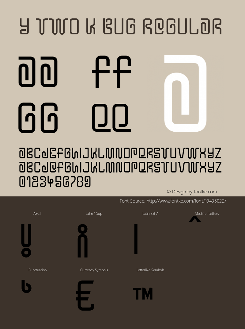 Y Two K Bug Regular Version 3.100 Font Sample