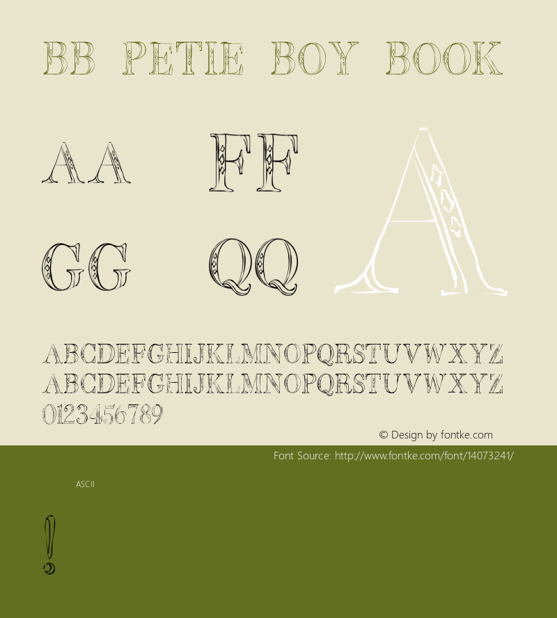 BB Petie Boy Book Version 1.0 Font Sample