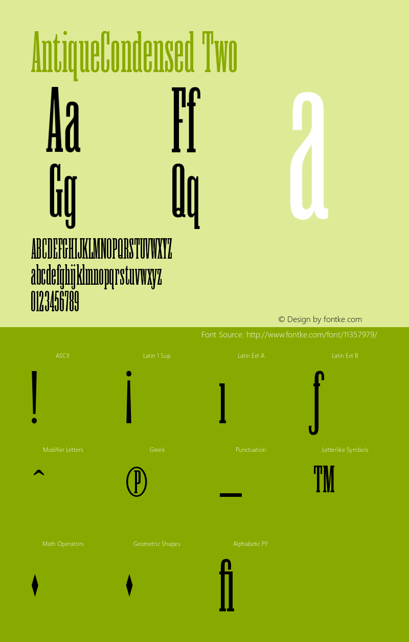 AntiqueCondensed Two Version 001.000 Font Sample