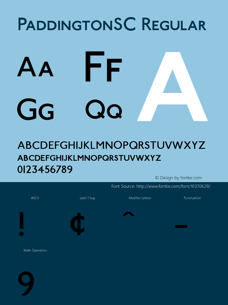 PaddingtonSC Regular Version 1.00 Font Sample