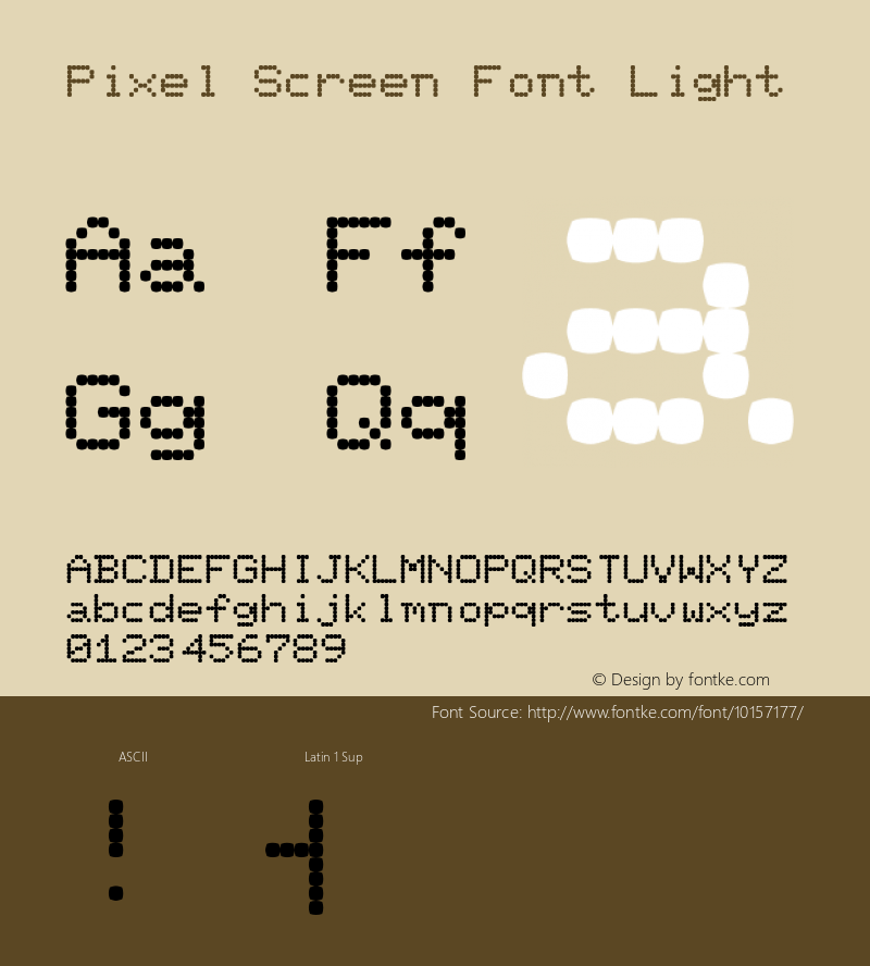 Pixel Screen Font Light 001.000 Font Sample