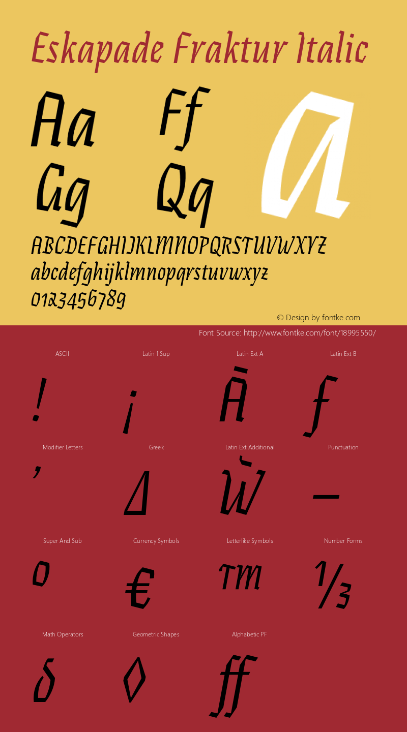 Eskapade Fraktur Italic Version 1.000 Font Sample