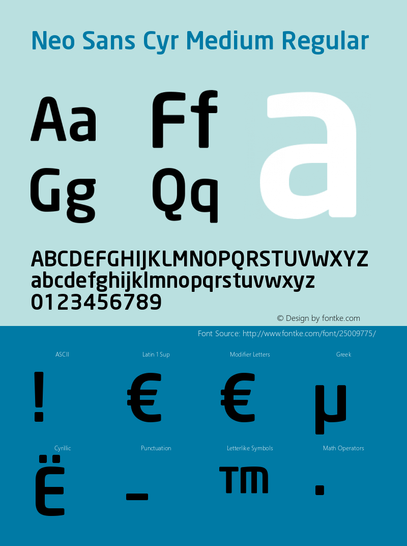 Neo Sans Cyr Medium Version 1.00 Font Sample