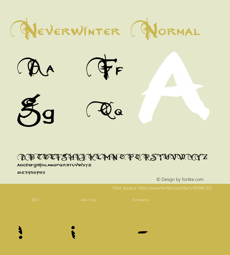 Neverwinter Normal Macromedia Fontographer 4.1 8/16/2001 Font Sample