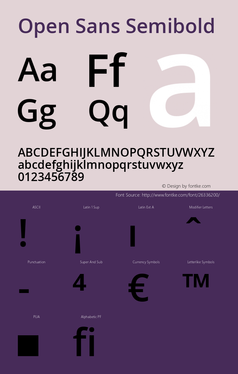 Open Sans Semibold Regular Version 1.10 Font Sample