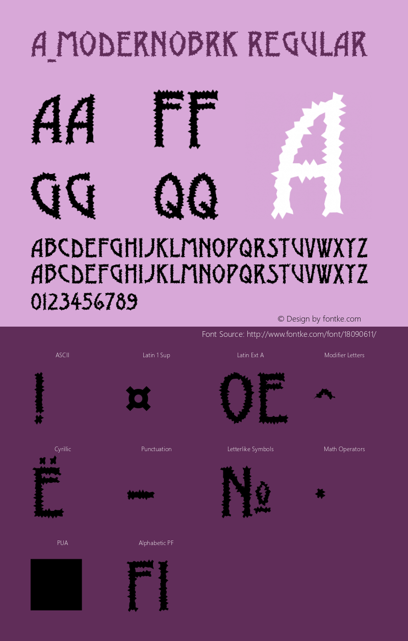 a_ModernoBrk Regular 001.002 Font Sample