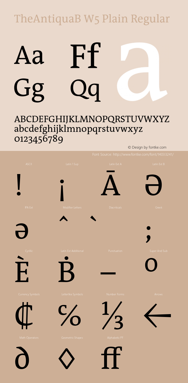 TheAntiquaB W5 Plain Regular Version 1.72 Font Sample