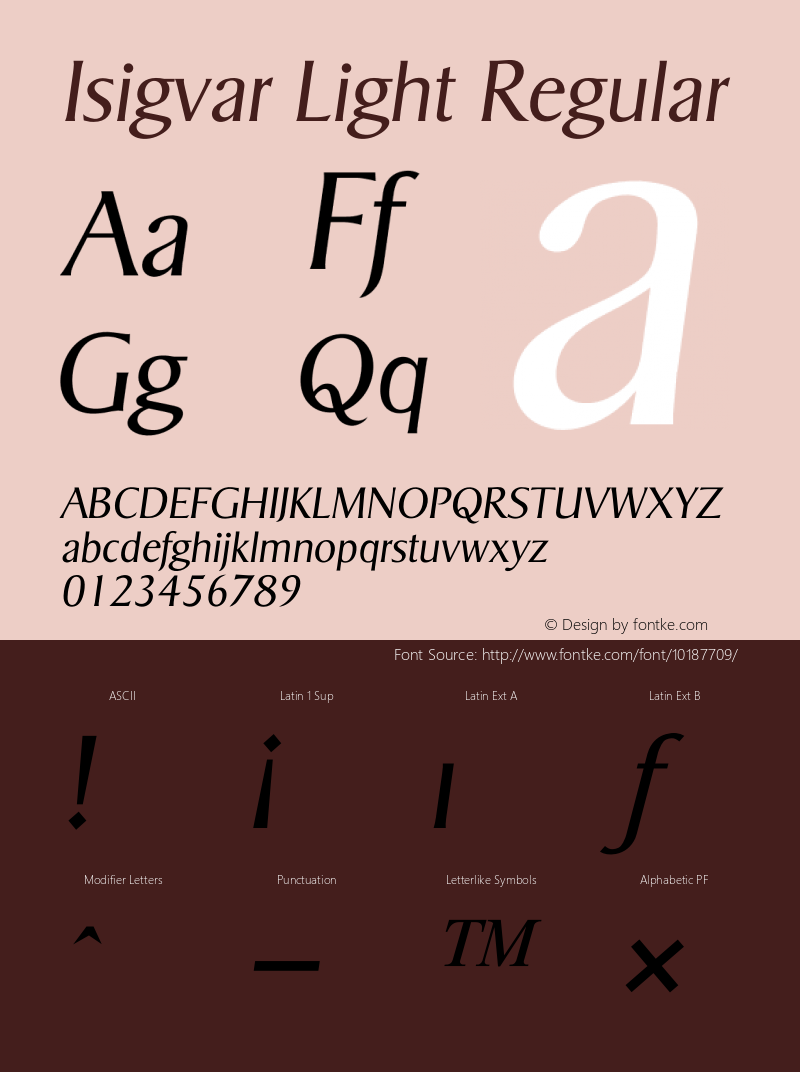 Isigvar Light Regular 001.000 Font Sample