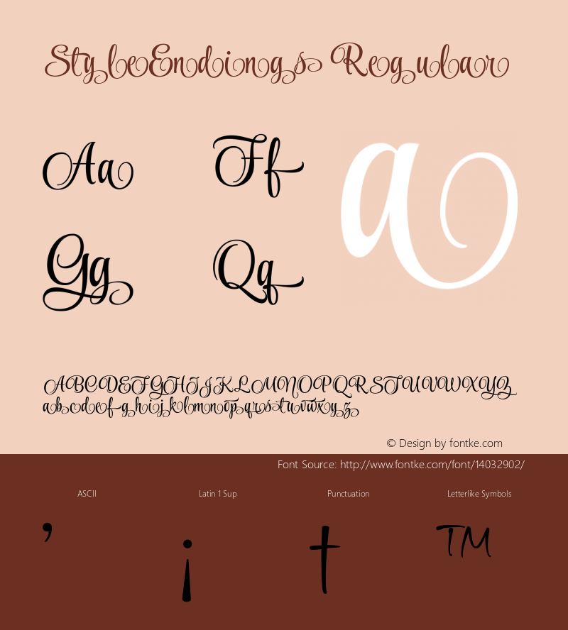 StyleEndings Regular Version 1.00X 2013 initial release Font Sample