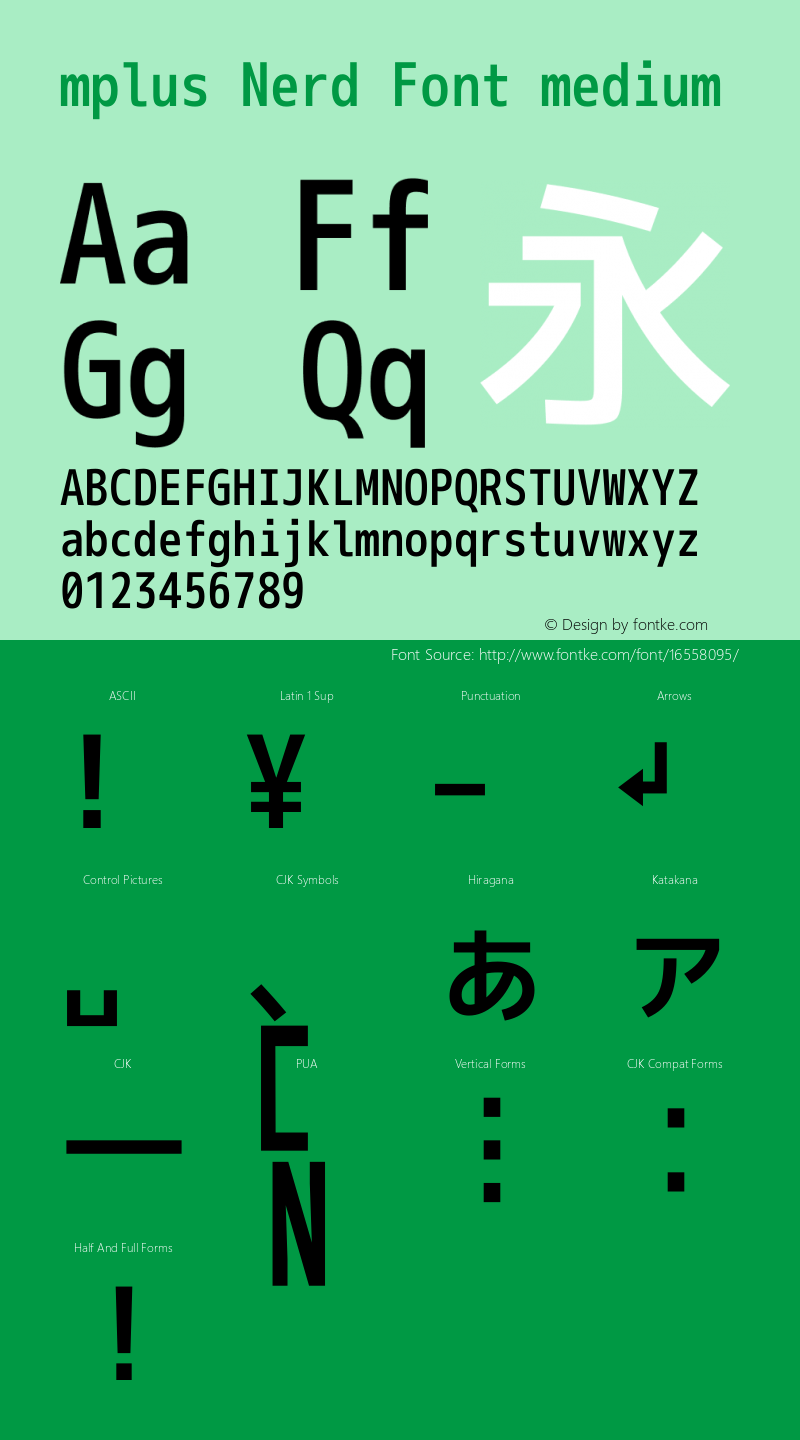 mplus Nerd Font medium Version 1.018;Nerd Fonts 0.8 Font Sample