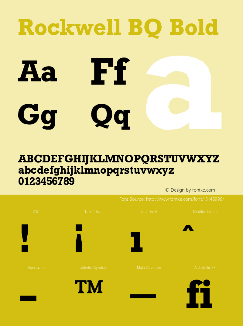 Rockwell BQ Bold Version 001.000 Font Sample