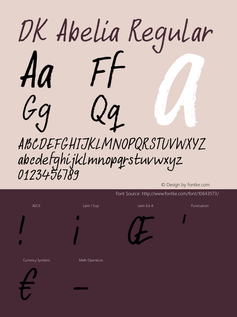 DK Abelia Regular Version 1.000 Font Sample