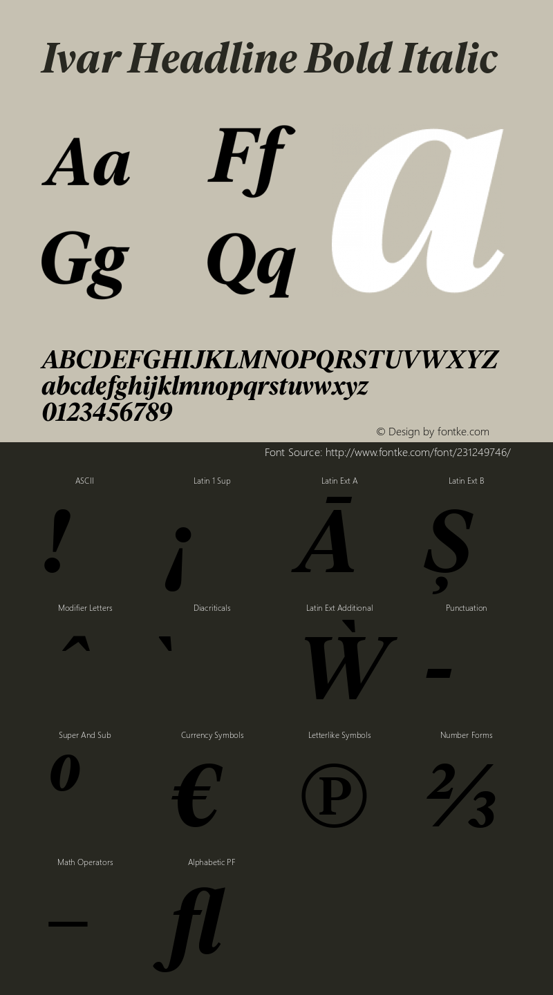 Ivar Headline Bold Italic Version 1.801图片样张