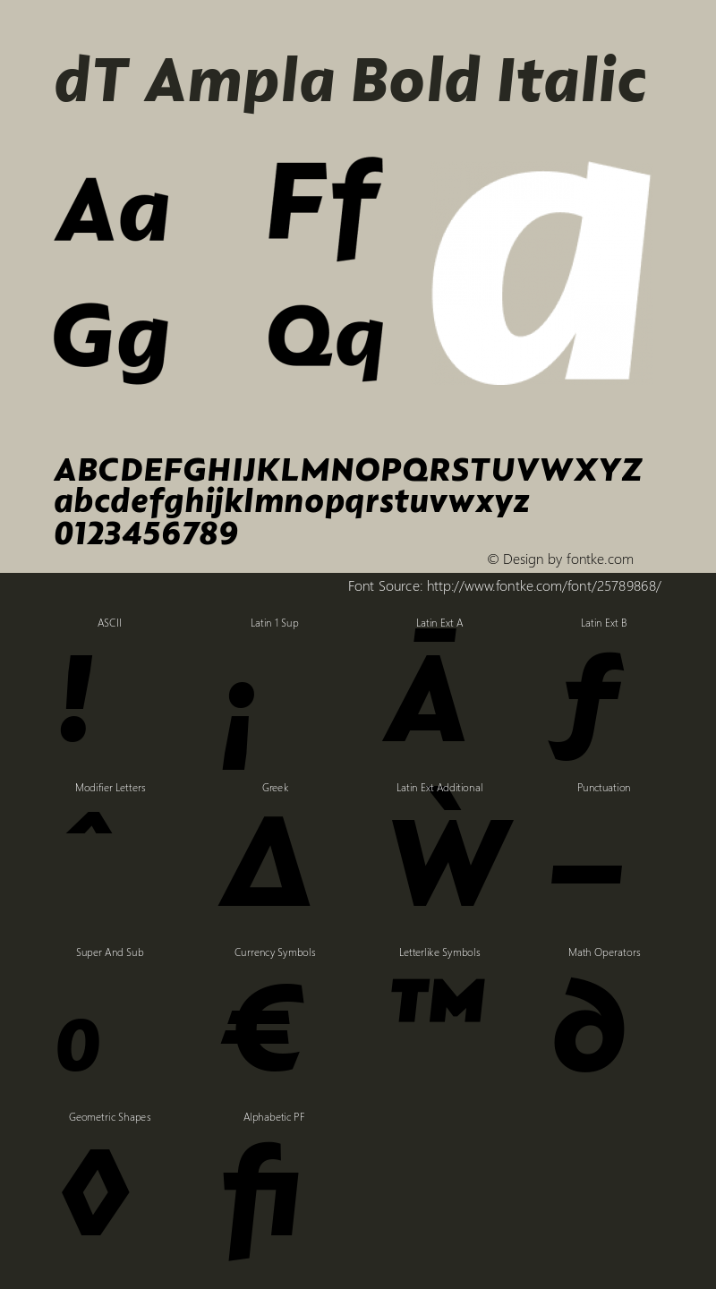 dT Ampla Bold Italic Version 1.000;PS 001.000;hotconv 1.0.88;makeotf.lib2.5.64775 Font Sample