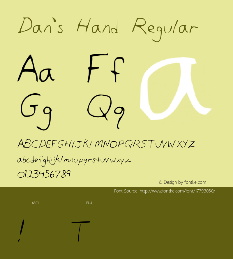 Dan's Hand Regular 2 Font Sample