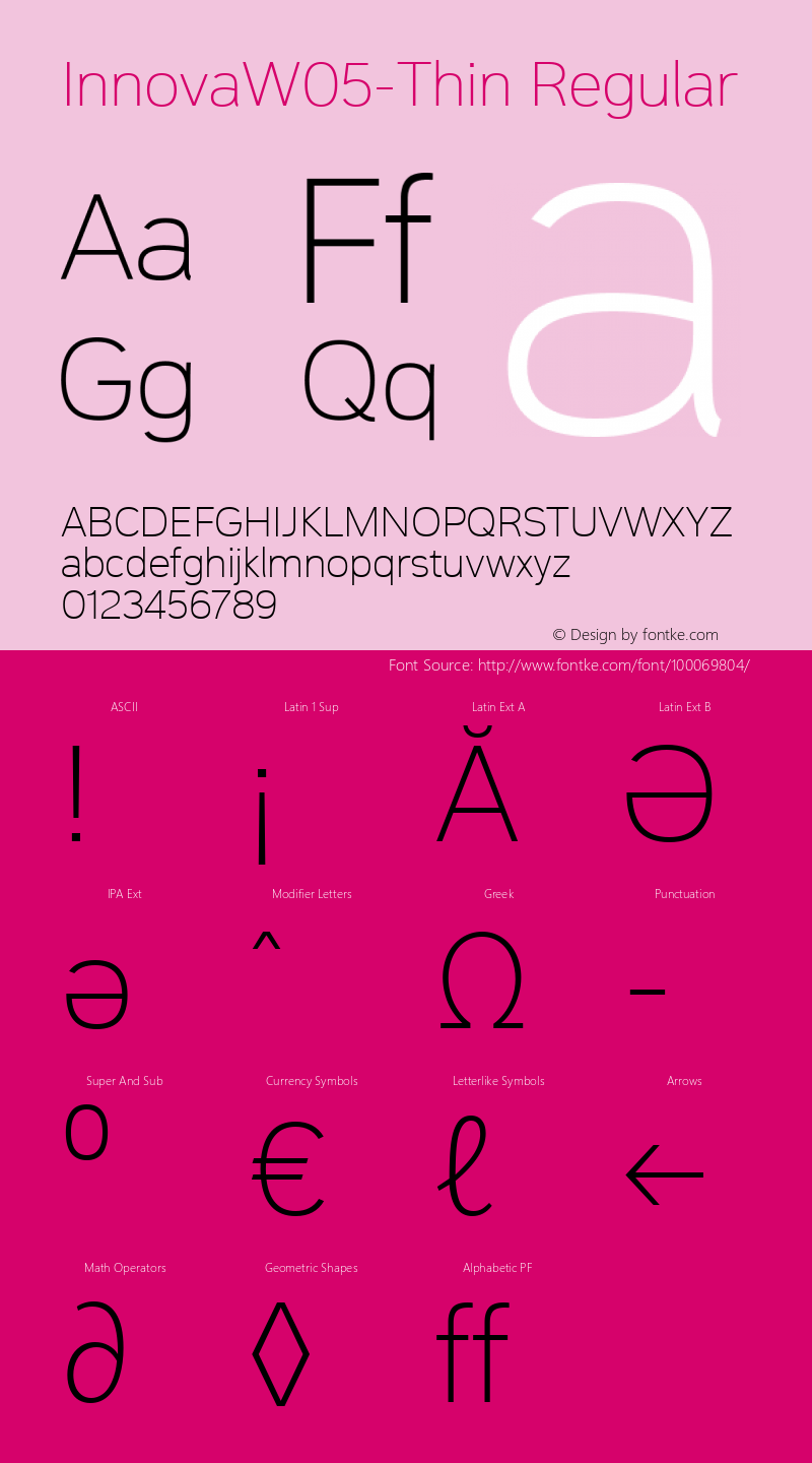 Innova W05 Thin Version 1.50 Font Sample