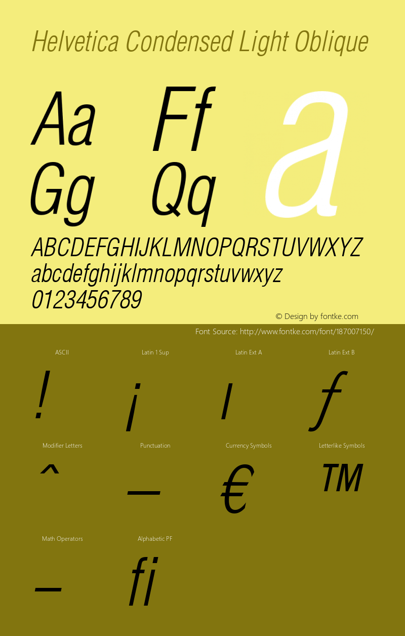 Helvetica Condensed Light Oblique 003.000图片样张