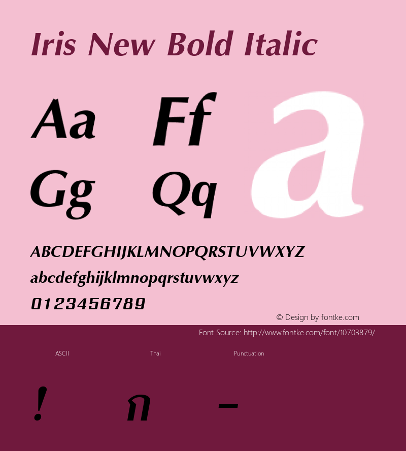 Iris New Bold Italic 001.000 Font Sample