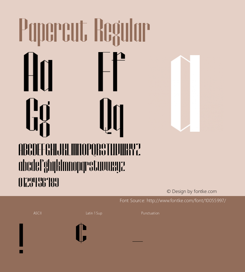 Papercut Regular Macromedia Fontographer 4.1.5 9/30/98 Font Sample