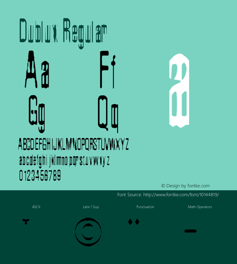 Dublux Regular Version 1.000;PS 1.000;hotconv 1.0.38 Font Sample