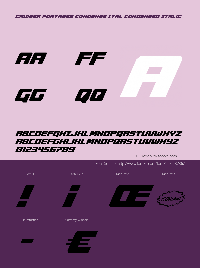 Cruiser Fortress Condense Ital Version 1.0; 2016 Font Sample