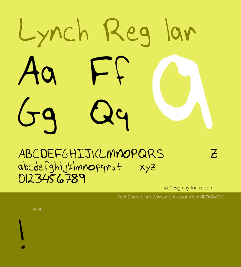 Lynch Regular Unknown Font Sample