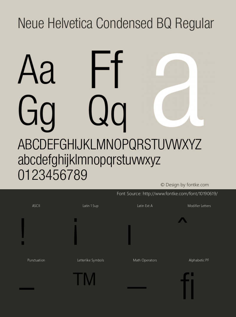 Neue Helvetica Condensed BQ Regular 001.000 Font Sample