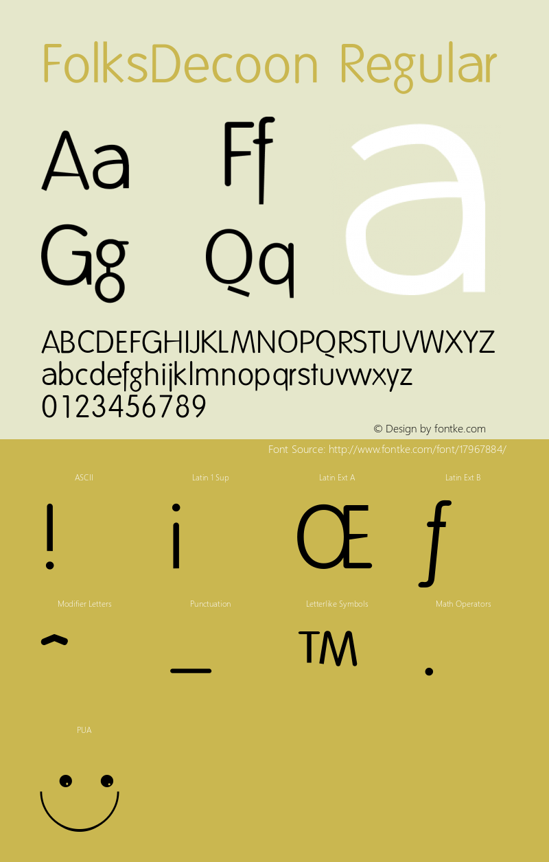 FolksDecoon Regular 1.0 1996-11-26 Font Sample