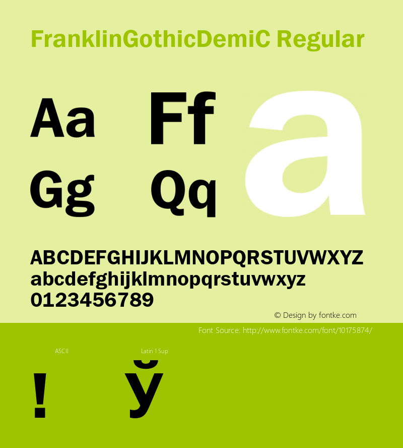 FranklinGothicDemiC Regular 001.000 Font Sample