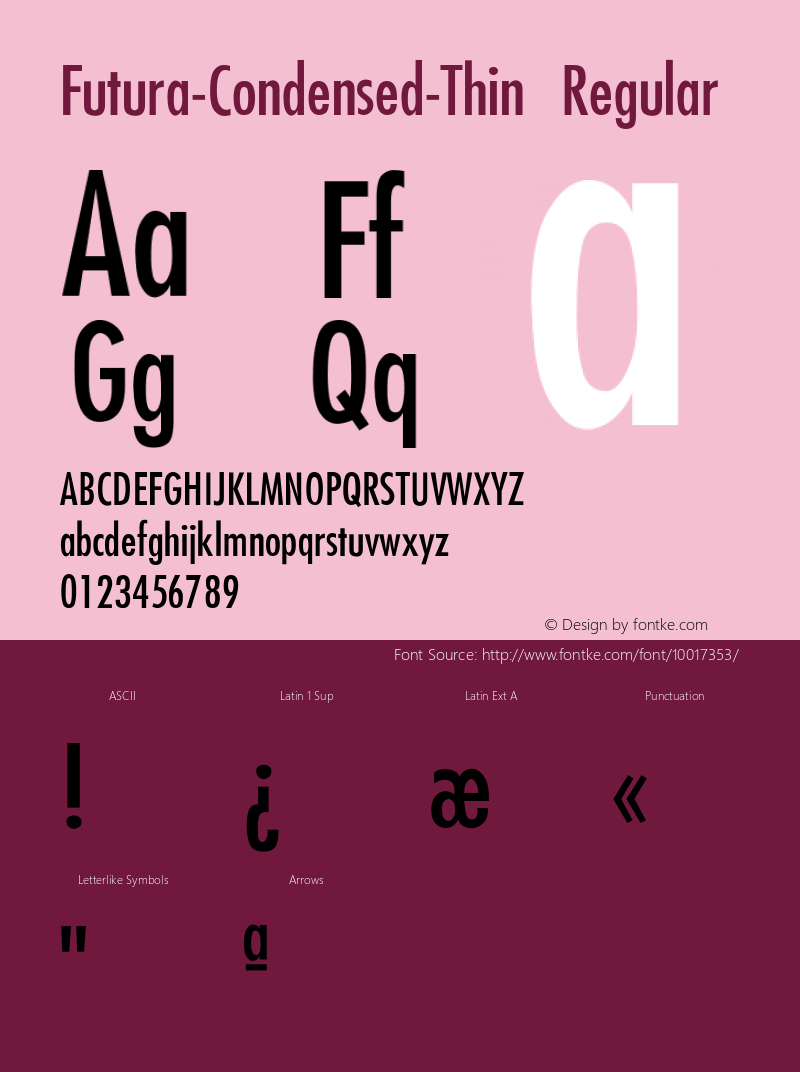 Futura-Condensed-Thin Regular Converted from c:\windows\system\FUTURA1.TF1 by ALLTYPE Font Sample