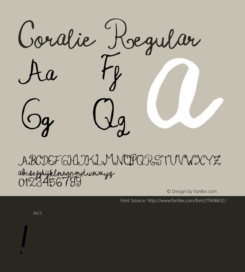 Coralie Regular Version 1.000 Font Sample