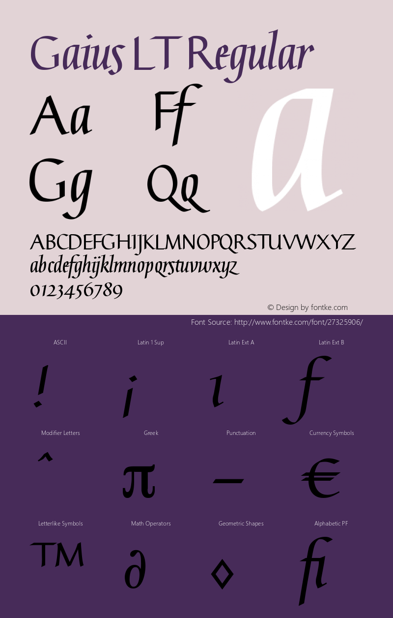 Gaius LT Bold Straight Version 2.01;2005 Font Sample