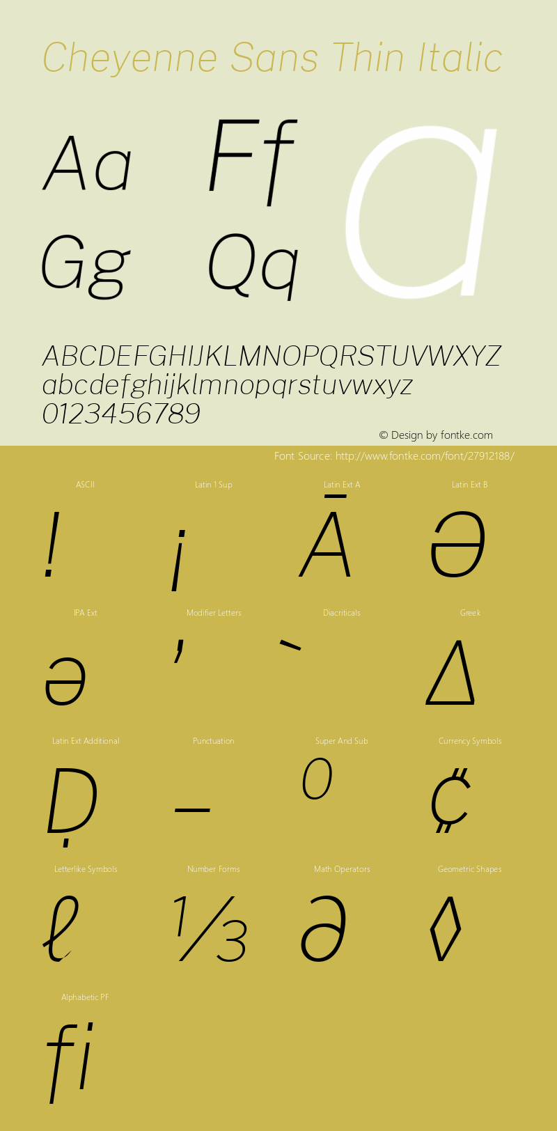 Cheyenne Sans Thin Italic Version 1.000; ttfautohint (v1.8.2) Font Sample