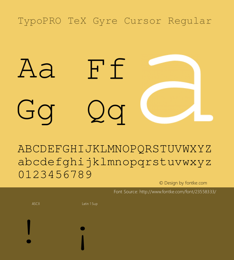 TypoPRO TeXGyreCursor-Regular Version 2.004;PS 2.004;hotconv 1.0.49;makeotf.lib2.0.14853 Font Sample