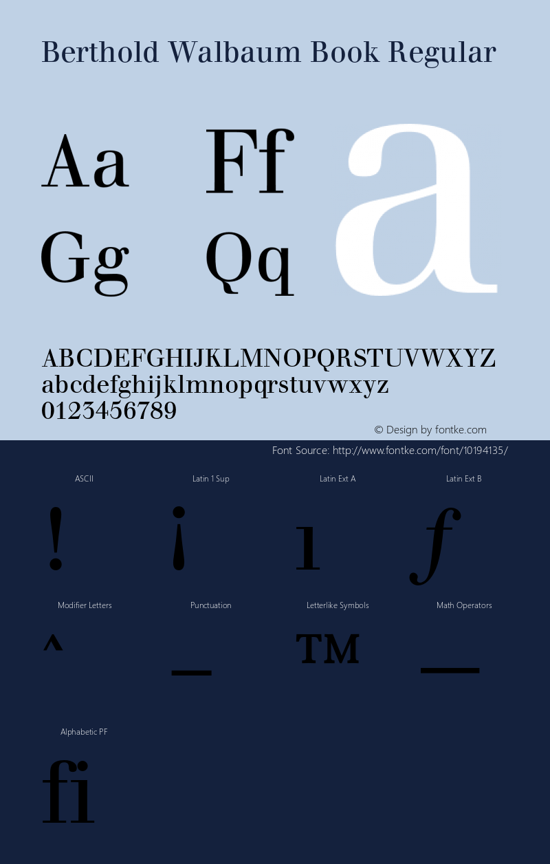 Berthold Walbaum Book Regular 001.000 Font Sample