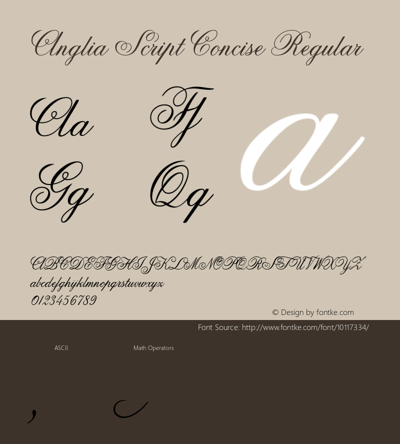 Anglia Script Concise Regular Macromedia Fontographer 4.1 22.11.2002 Font Sample