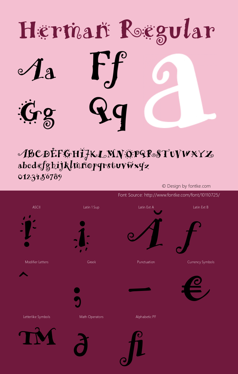 Herman Regular Macromedia Fontographer 4.1.4 7/29/98 Font Sample