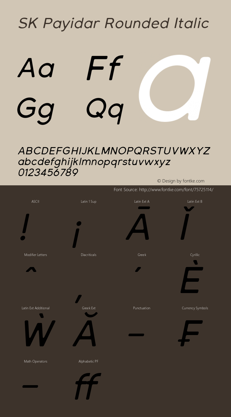 SK Payidar Rounded Italic Version 1.000 Font Sample