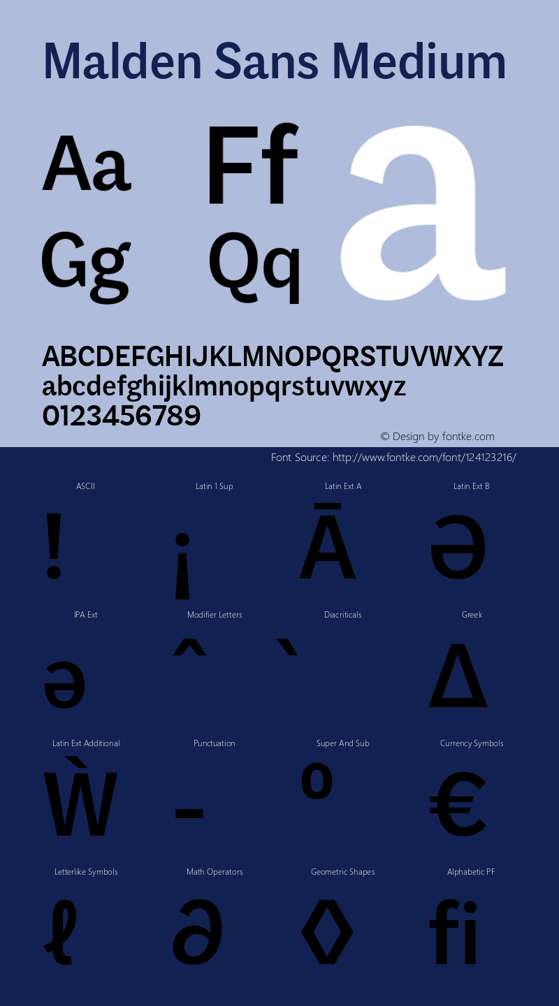 Malden Sans Medium Version 1.00, build 14, s3 Font Sample