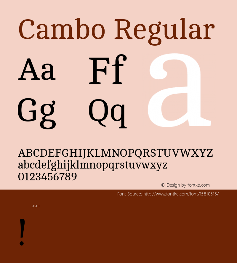 Cambo Regular Version 2.001; ttfautohint (v1.4.1) Font Sample