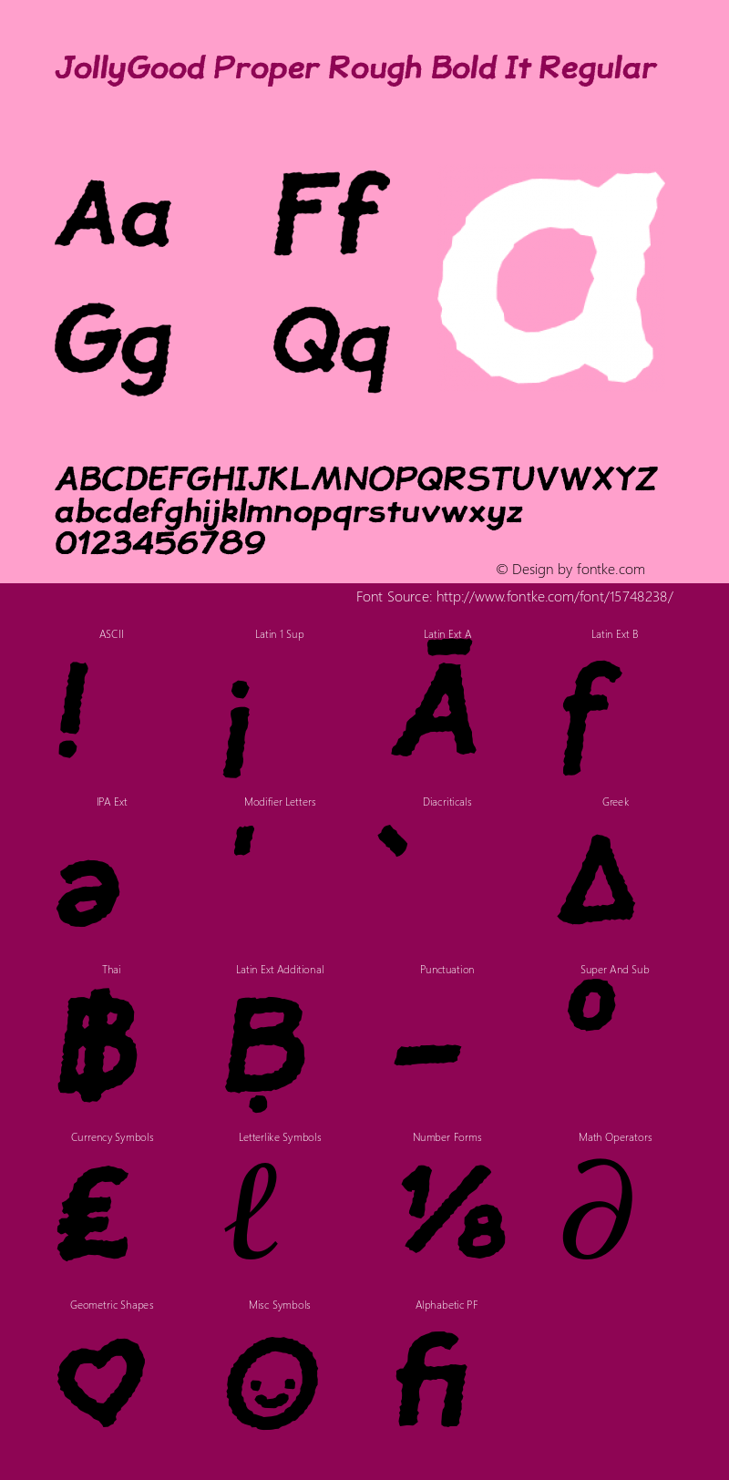 JollyGood Proper Rough Bold It Regular Version 1.0 Font Sample