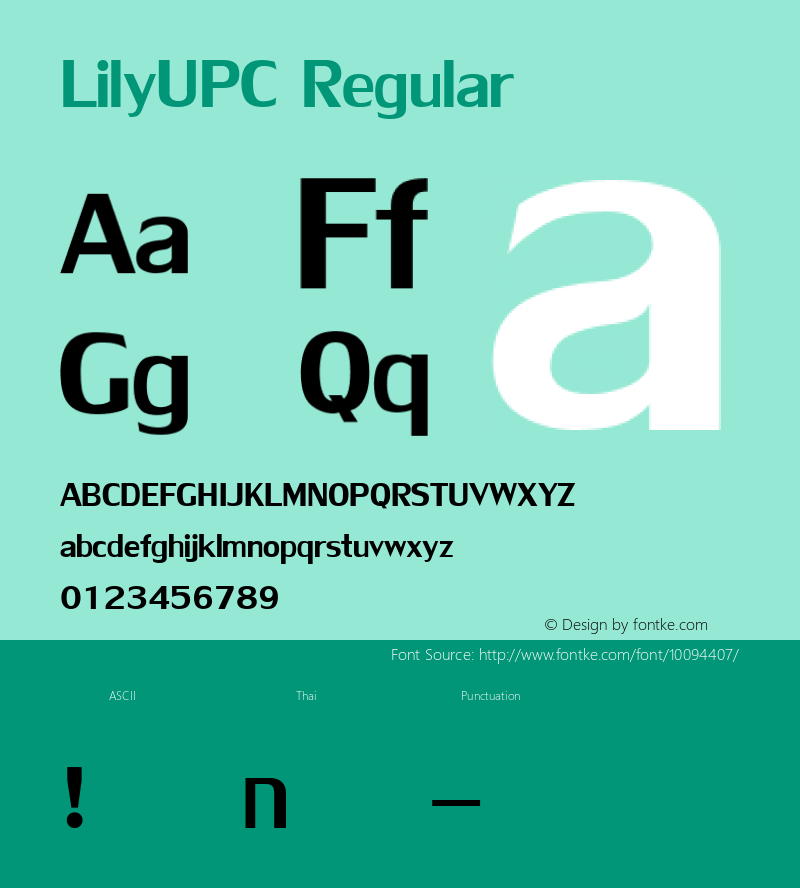 LilyUPC Regular Version 2.20 Font Sample