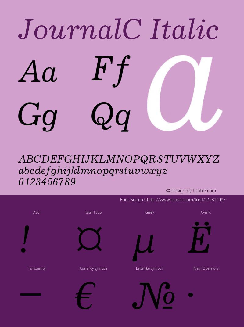 JournalC Italic OTF 1.0;PS 001.000;Core 116;AOCW 1.0 161 Font Sample