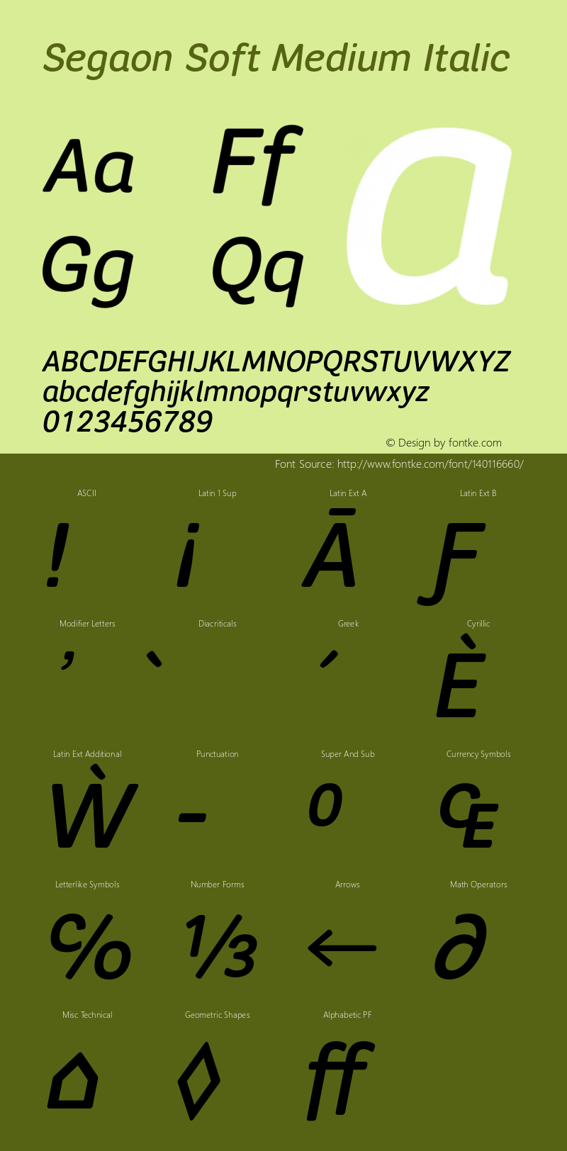 Segaon Soft Medium Italic Version 1.000 Font Sample