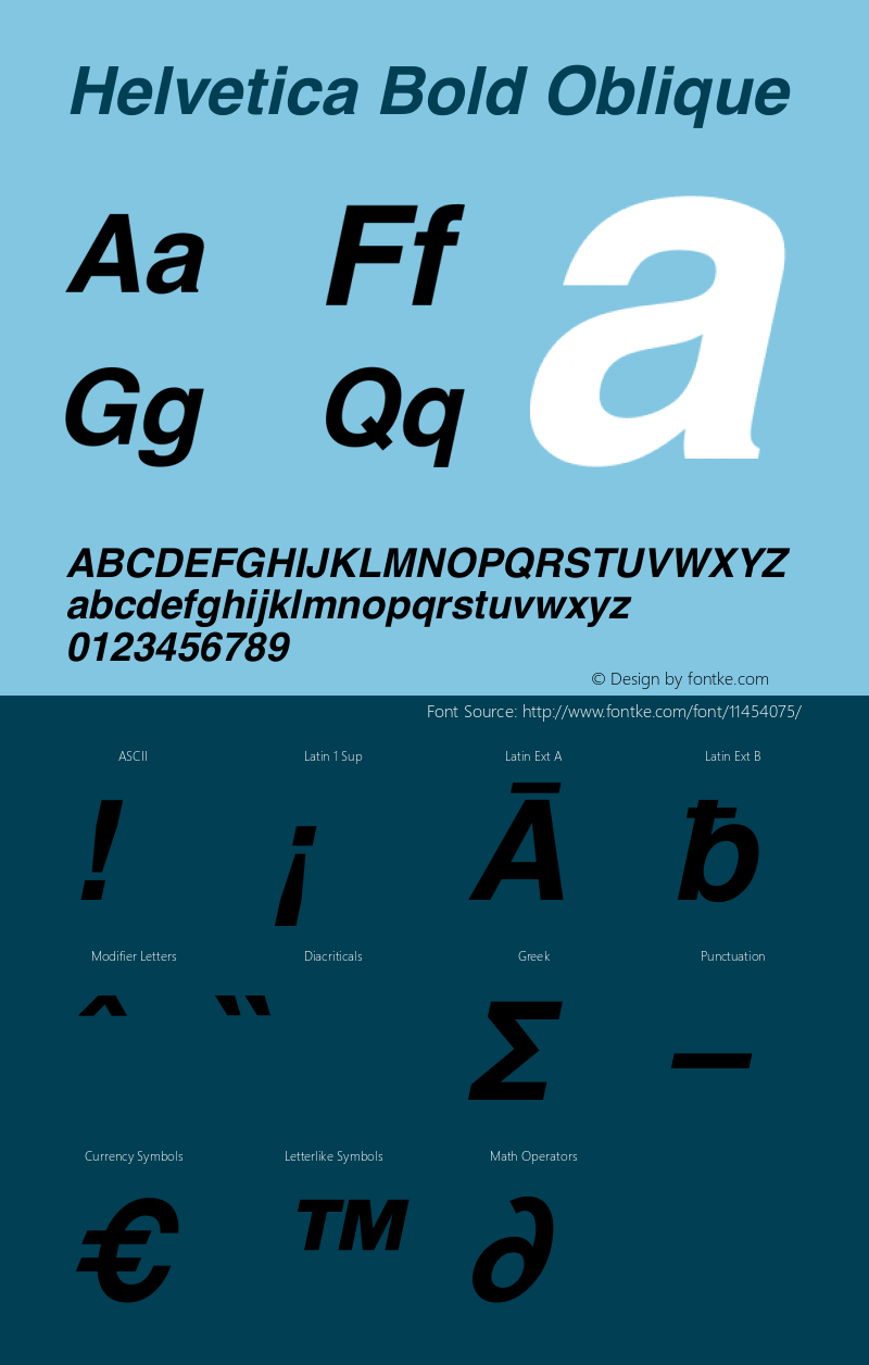 Helvetica Bold Oblique Unknown Font Sample