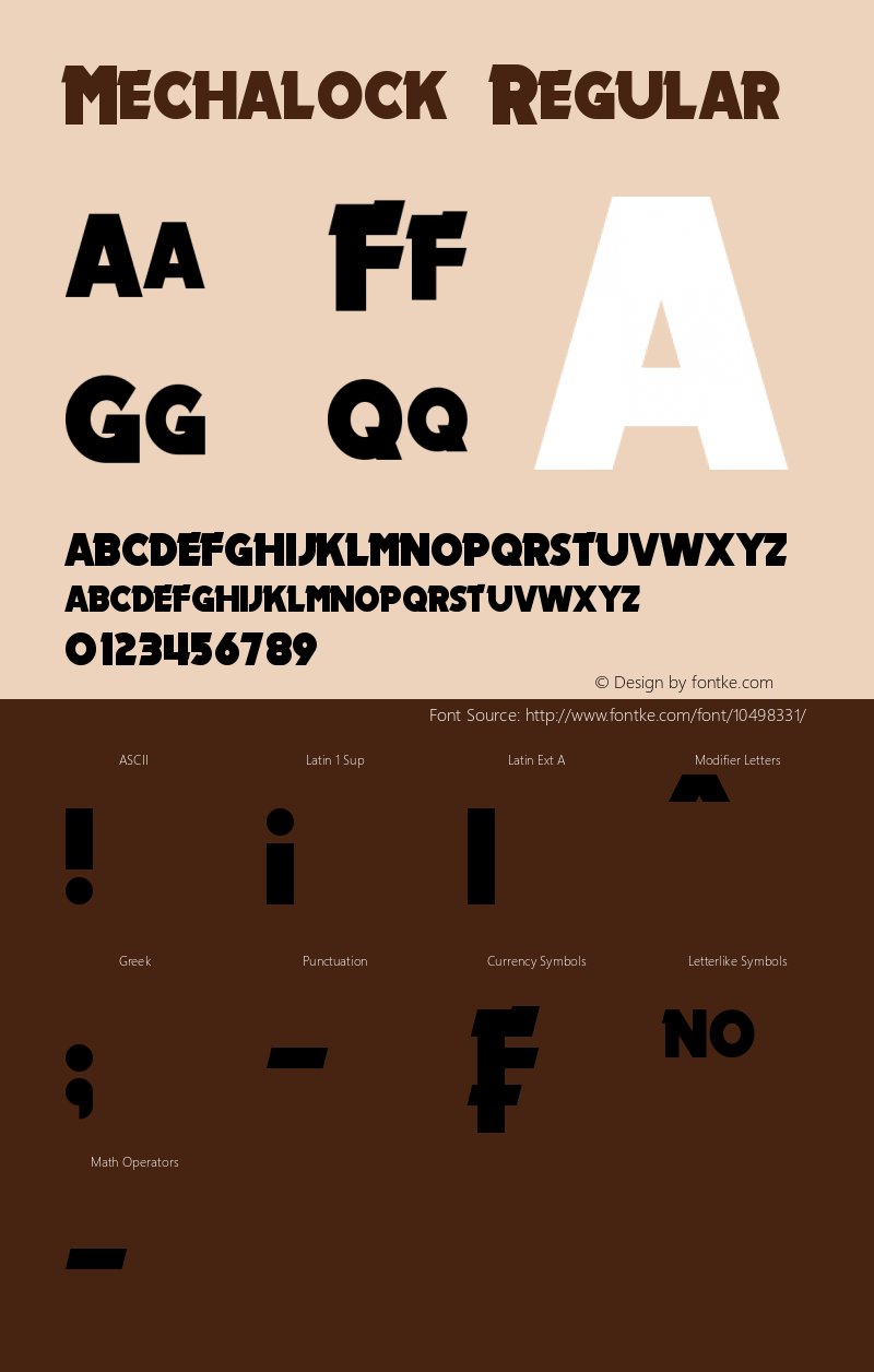 Mechalock Regular Version 1.00 - August 1, 2013 Font Sample