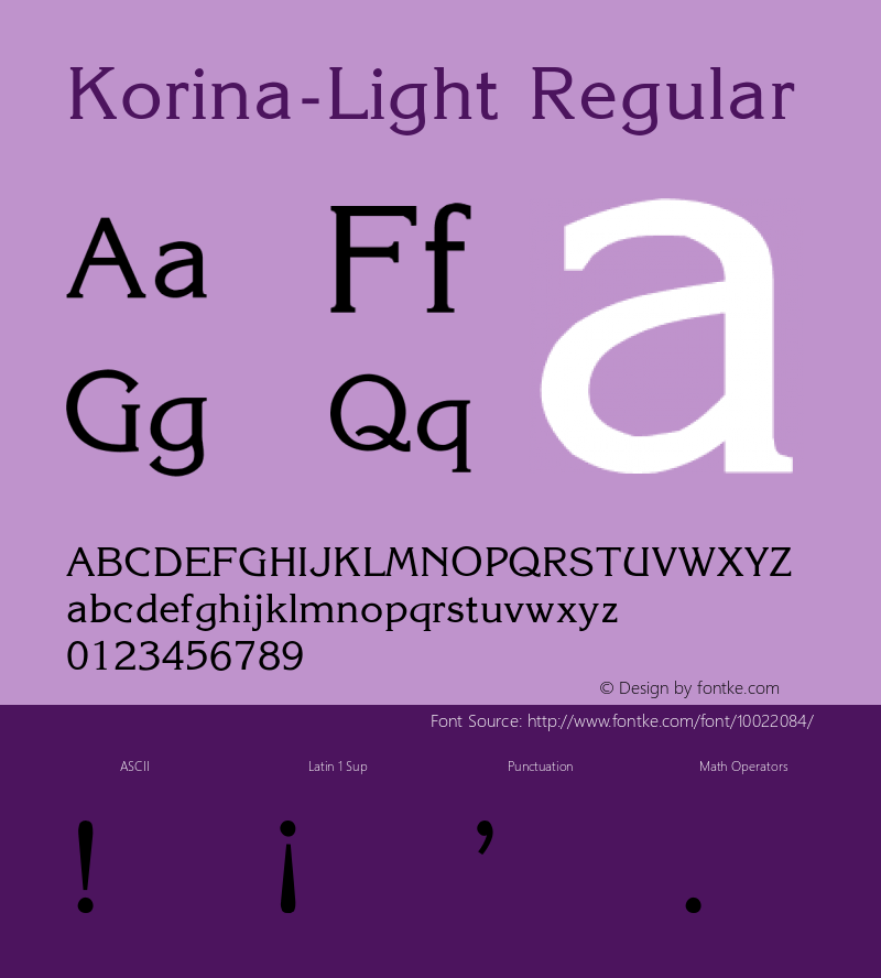 Korina-Light Regular Converted from E:\WP51\POWERPAK\KORNLITE.FF1 by ALLTYPE Font Sample