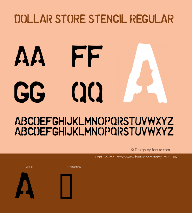 Dollar Store Stencil Regular 1.99873 Font Sample