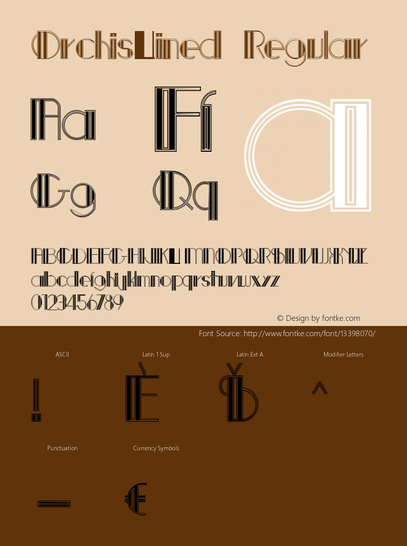 OrchisLined Regular Version 1.000 2006 initial release Font Sample