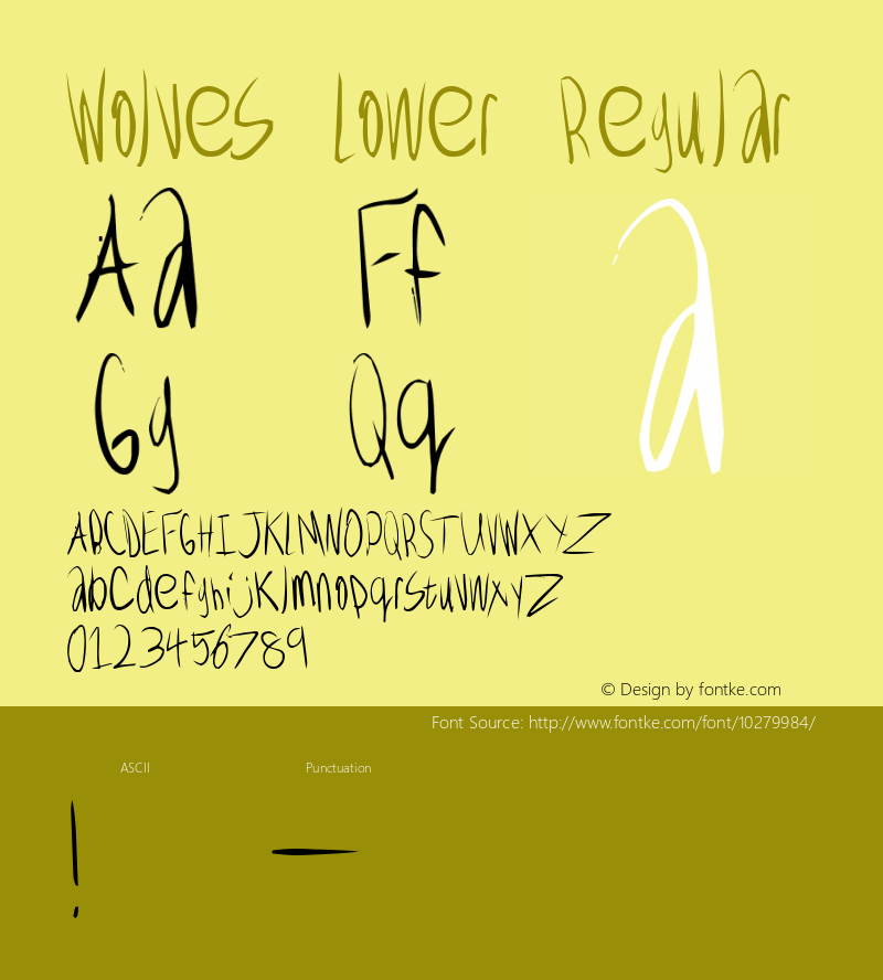 Wolves Lower Regular 6/6/97 revision 0 Font Sample